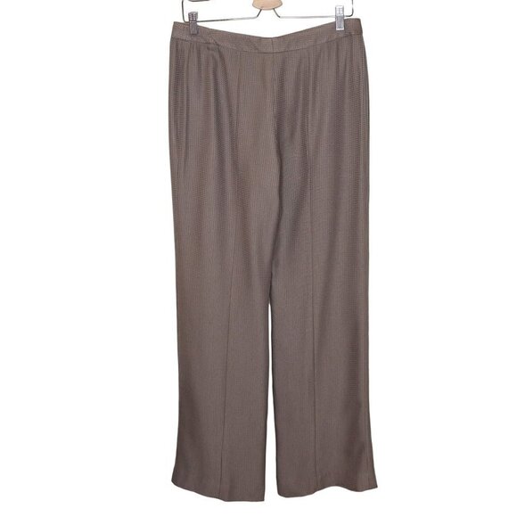Giorgio‎ Armani Silk Pants Womens Size 46 Tan Textured Slacks Loose Fit Palazzo - Picture 2 of 9